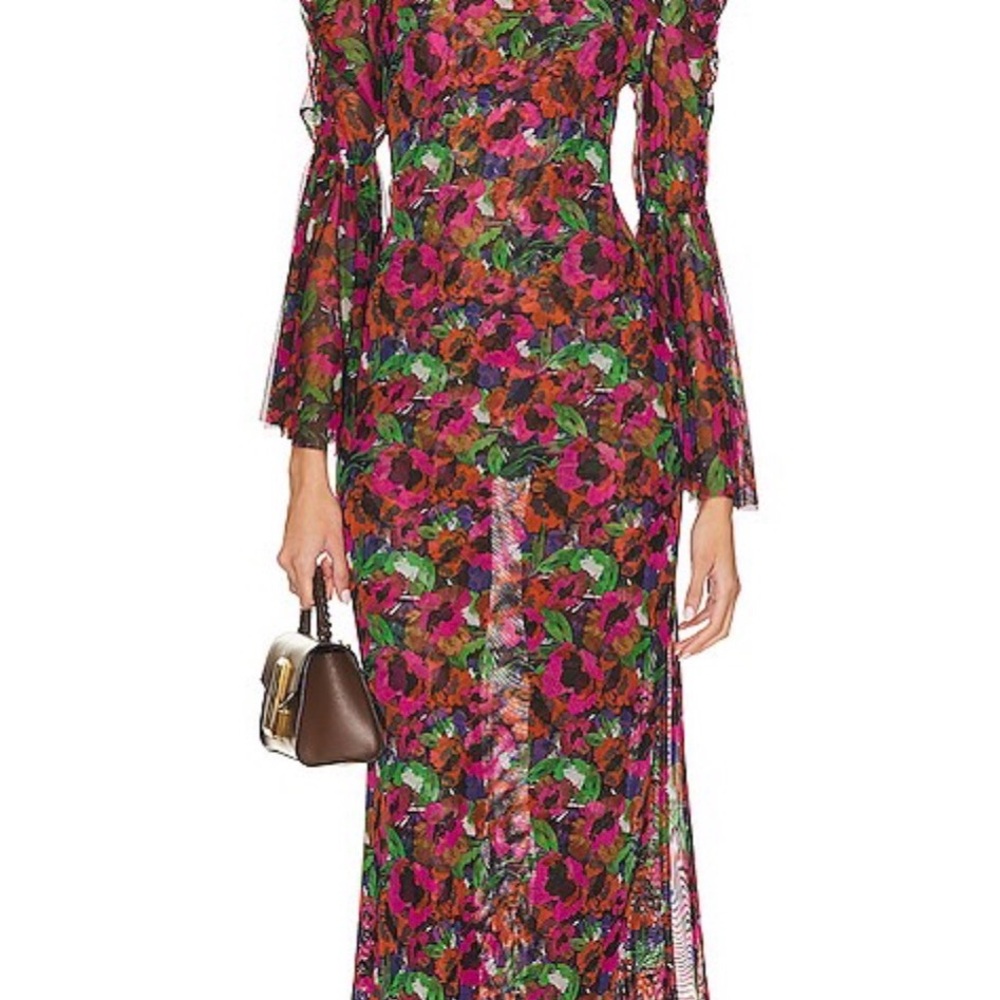 NWT Misa Los Angeles Vibrant Floral Midi Dress XS